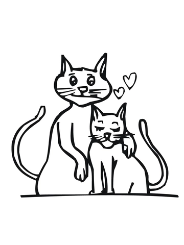 Two cats in love coloring book